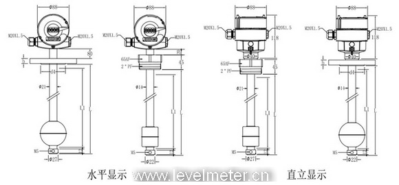 標準型浮球液位計尺寸圖