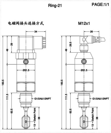 緊湊型音叉液位開關(guān)的參數(shù)規(guī)格介紹